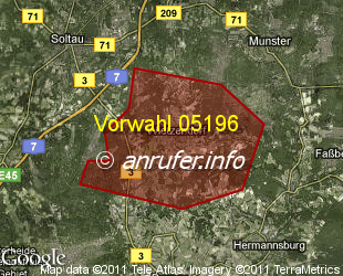 Vorwahlkarte 05196 – Wietzendorf