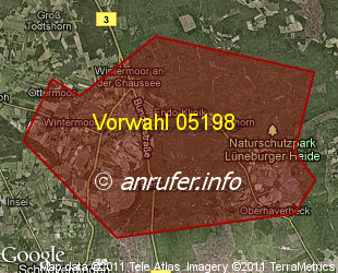 Vorwahlkarte 05198 – Schneverdingen-Wintermoor