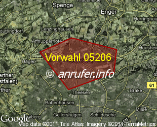 Vorwahlkarte 05206 – Bielefeld-Jöllenbeck