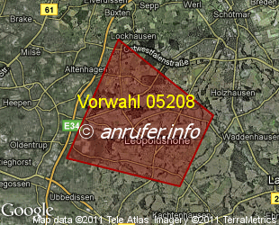 Vorwahlkarte 05208 – Leopoldshöhe