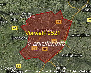 Vorwahlkarte 0521 – Bielefeld
