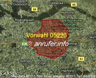 Vorwahlkarte 05223 – Bünde
