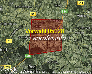 Vorwahlkarte 05228 – Vlotho-Exter