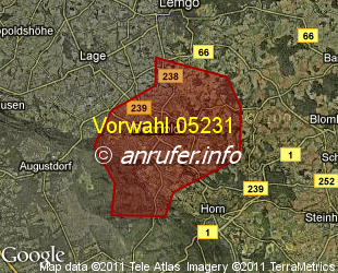 Vorwahlkarte 05231 – Detmold