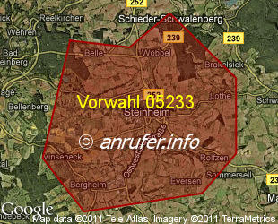 Vorwahlkarte 05233 – Steinheim Westf