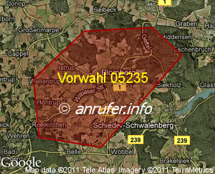 Vorwahlkarte 05235 – Blomberg Lippe