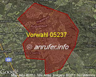 Vorwahlkarte 05237 – Augustdorf