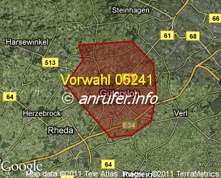 Vorwahlkarte 05241 – Gütersloh