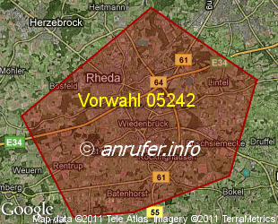 Vorwahlkarte 05242 – Rheda-Wiedenbrück