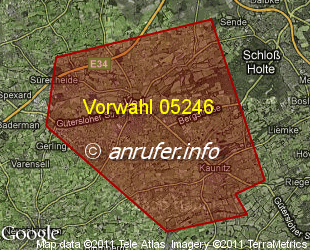 Vorwahlkarte 05246 – Verl