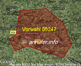 Vorwahlkarte 05247 – Harsewinkel