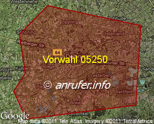 Vorwahlkarte 05250 – Delbrück Westf