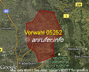 Vorwahlkarte 05252 – Bad Lippspringe
