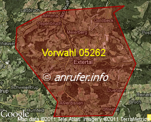 Vorwahlkarte 05262 – Extertal