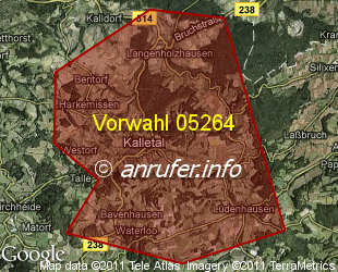 Vorwahlkarte 05264 – Kalletal