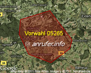 Vorwahlkarte 05265 – Dörentrup