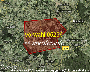 Vorwahlkarte 05266 – Lemgo-Kirchheide