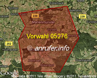 Vorwahlkarte 05276 – Marienmünster