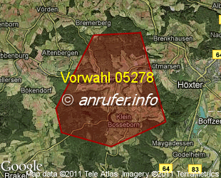 Vorwahlkarte 05278 – Höxter-Ovenhausen