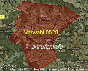 Vorwahlkarte 05281 – Bad Pyrmont