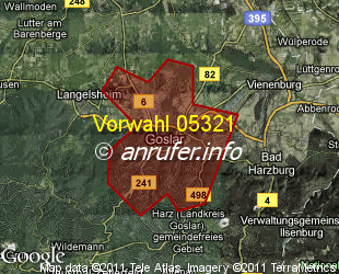 Vorwahlkarte 05321 – Goslar