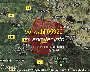 Vorwahlkarte 05322 – Bad Harzburg