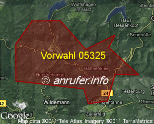 Vorwahlkarte 05325 – Goslar-Hahnenklee