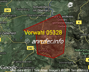 Vorwahlkarte 05328 – Altenau Harz
