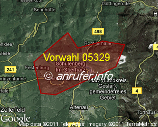 Vorwahlkarte 05329 – Schulenberg im Oberharz