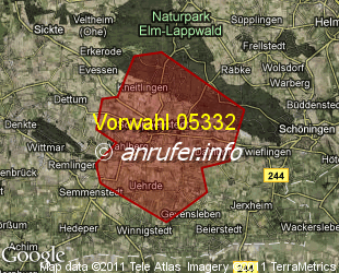 Vorwahlkarte 05332 – Schöppenstedt