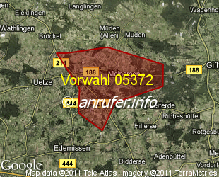 Vorwahlkarte 05372 – Meinersen