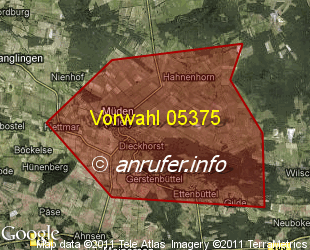 Vorwahlkarte 05375 – Müden Aller