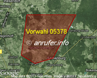 Vorwahlkarte 05378 – Sassenburg-Platendorf