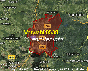 Vorwahlkarte 05381 – Seesen