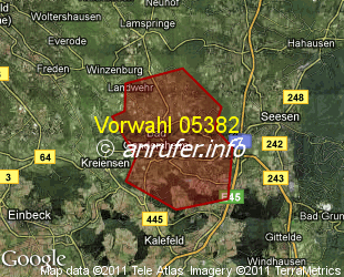 Vorwahlkarte 05382 – Bad Gandersheim