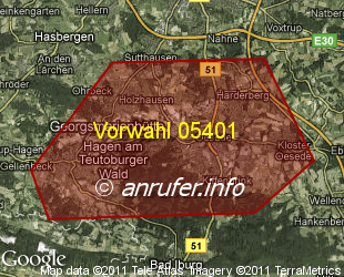 Vorwahlkarte 05401 – Georgsmarienhütte