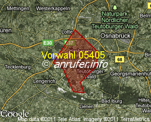 Vorwahlkarte 05405 – Hasbergen Kr Osnabrück