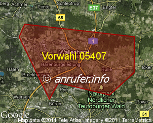 Vorwahlkarte 05407 – Wallenhorst