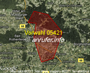 Vorwahlkarte 05421 – Dissen am Teutoburger Wald