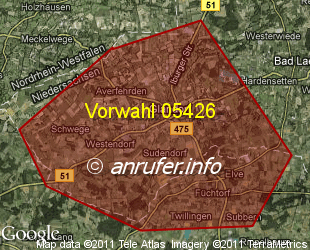 Vorwahlkarte 05426 – Glandorf
