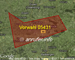 Vorwahlkarte 05431 – Quakenbrück