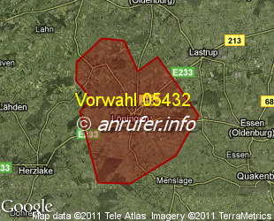 Vorwahlkarte 05432 – Löningen
