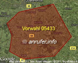 Vorwahlkarte 05433 – Badbergen