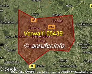 Vorwahlkarte 05439 – Bersenbrück