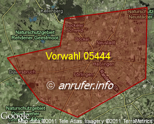 Vorwahlkarte 05444 – Wagenfeld