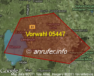 Vorwahlkarte 05447 – Lembruch