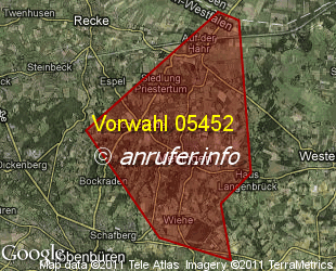 Vorwahlkarte 05452 – Mettingen Westf