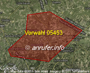 Vorwahlkarte 05453 – Recke