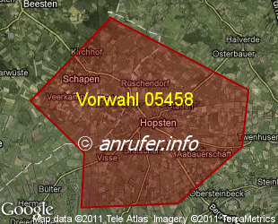 Vorwahlkarte 05458 – Hopsten