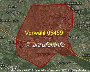 Vorwahlkarte 05459 – Hörstel